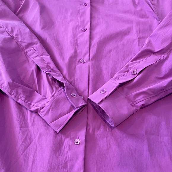 Athleta Oversized Poplin Button Down Blouse, Long Sleeve, Jazzy Purple, Size XS - Picture 13 of 15